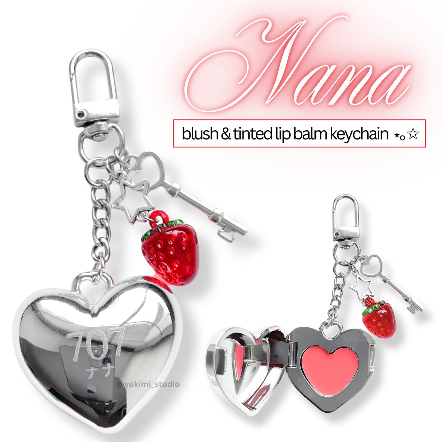 Nana-inspired Blush & Lip Balm Keychain